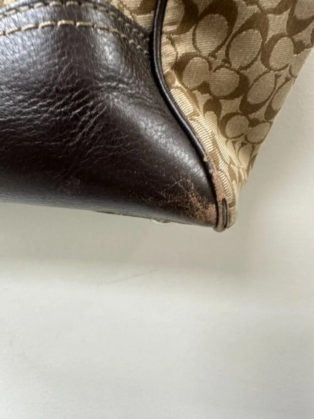 COACH 19915 Legacy Signature Stripe Candice Carryall Handbag Brown
